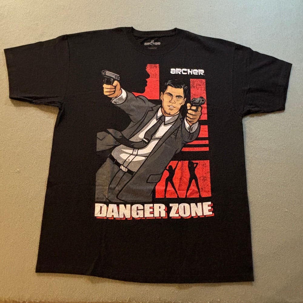 Archer Danger Zone T Shirt Mens XL Black FX Sterling Archer NWOT